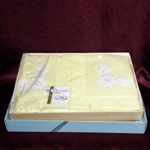 Vintage Quiltex Lace Applique Yellow Crib Blanket Baby Shower Gift